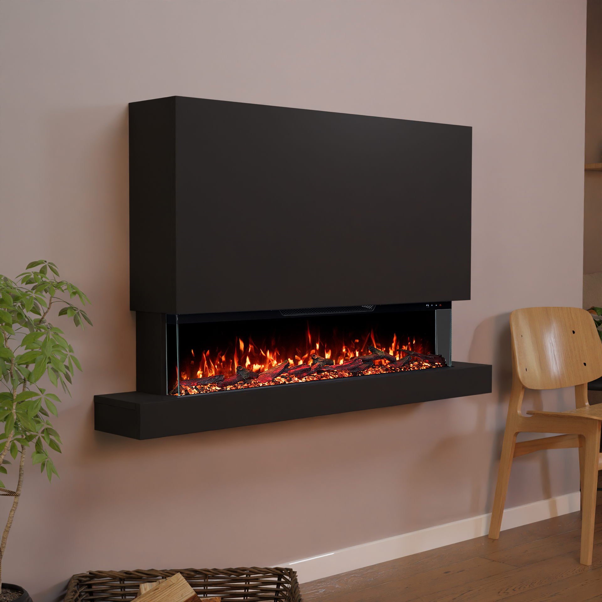 Glow Fire Clear Wall XL Elektrokamin - Schwarz