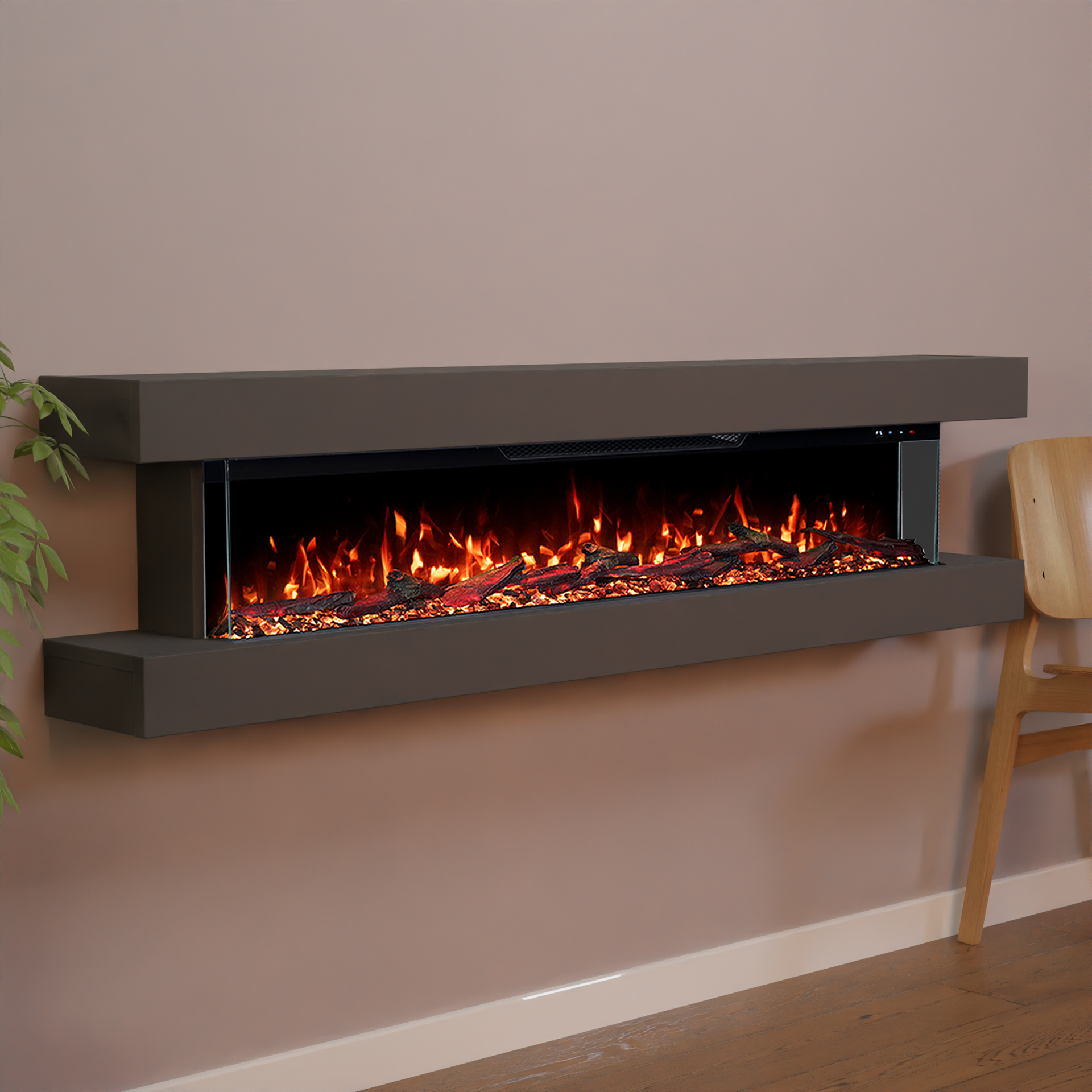 Glow Fire Clear Wall Elektrokamin - Grau / 50