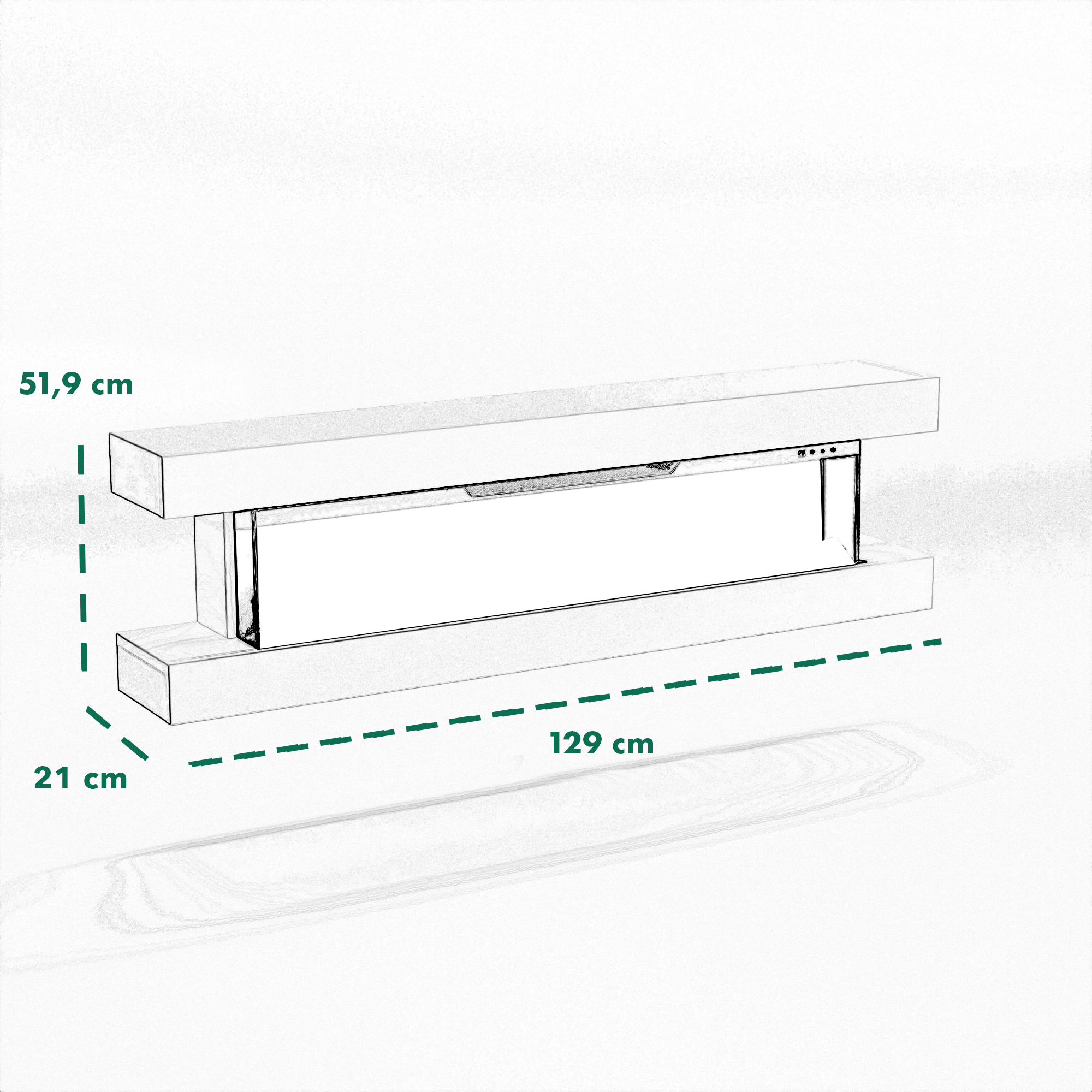 Glow Fire Clear Wall Elektrokamin
