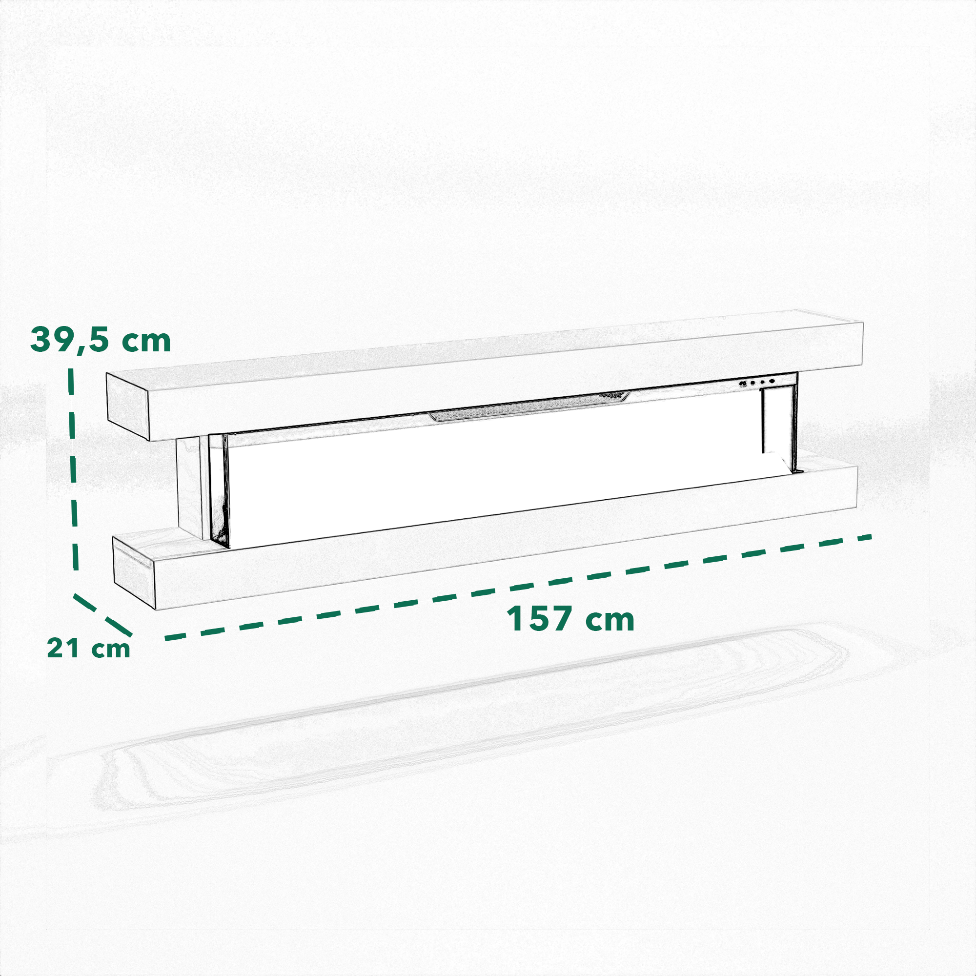 Glow Fire Clear Wall Elektrokamin