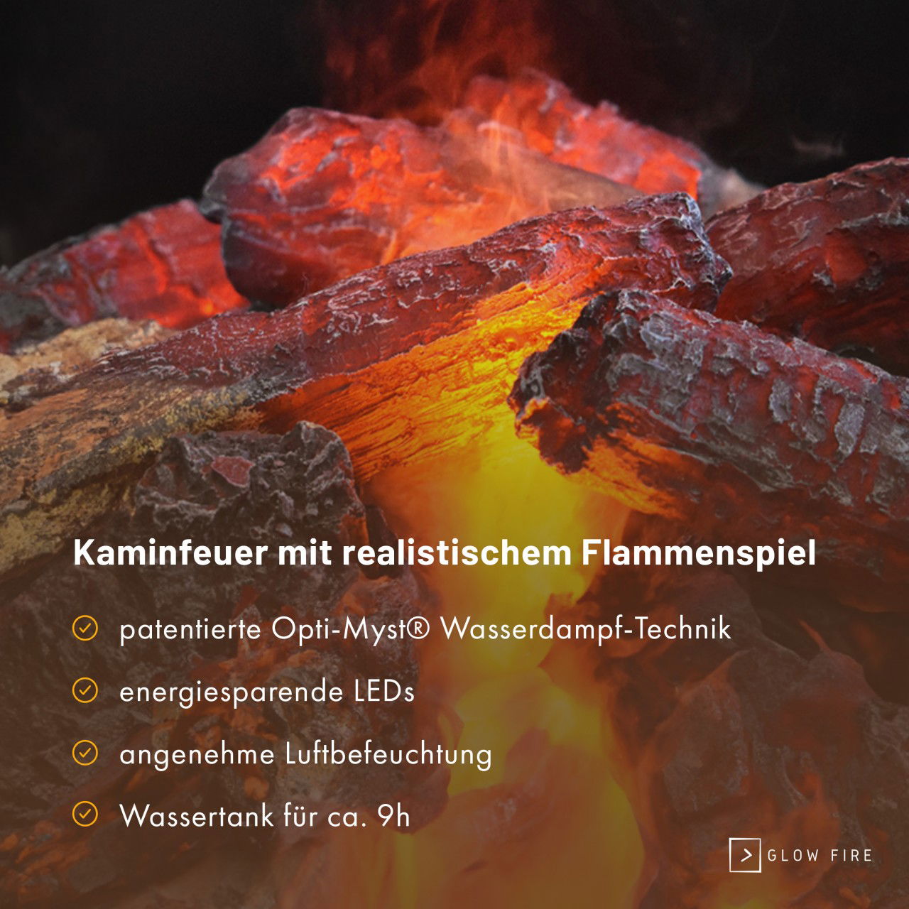 Glow Fire Ares Opti Myst Weiß Elektrokamin mit Wasserdampf