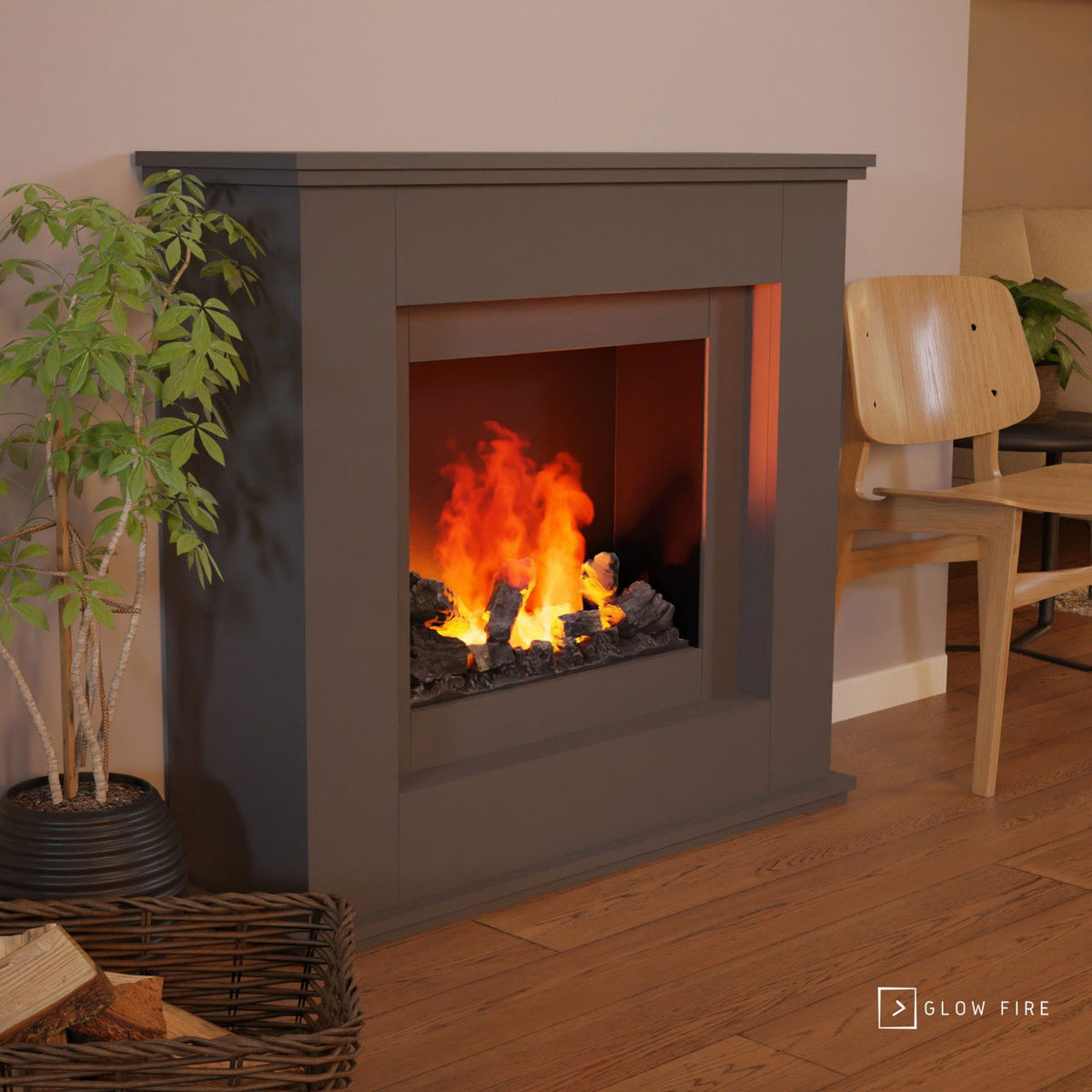 Glow Fire Athene Opti Myst Grau Elektrokamin mit Wasserdampf