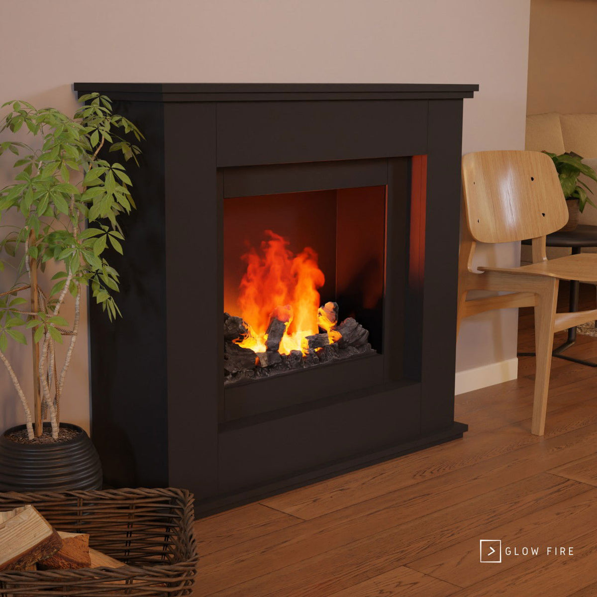 Glow Fire Athene Opti Myst Schwarz Elektrokamin mit Wasserdampf