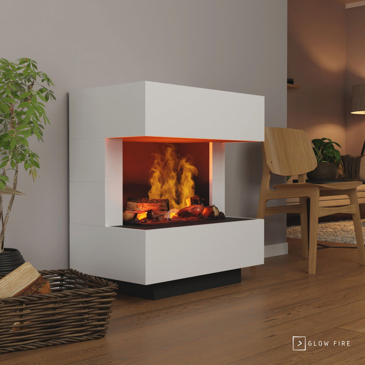 Glow Fire Kleist Elektrokamin OMC 600 mit Deluxe Echtholzdekoration