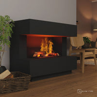 Glow Fire Kant Elektrokamin OMC 600 mit Deluxe Echtholzdekoration