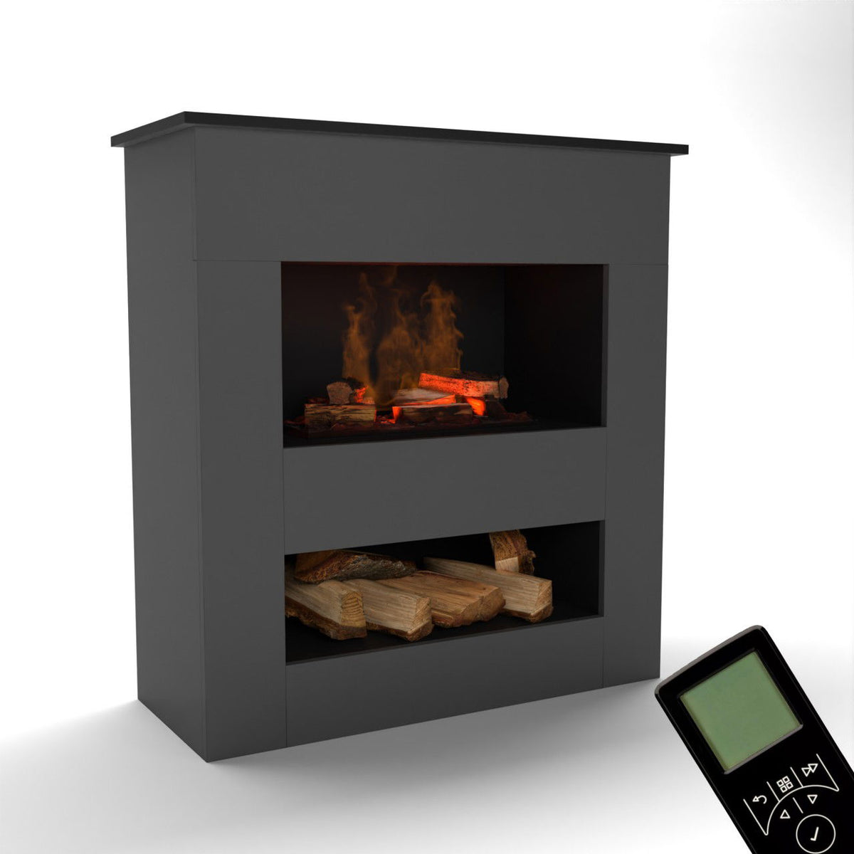 Glow Fire Brecht Elektrokamin OMC 600 mit Deluxe Echtholzdekoration