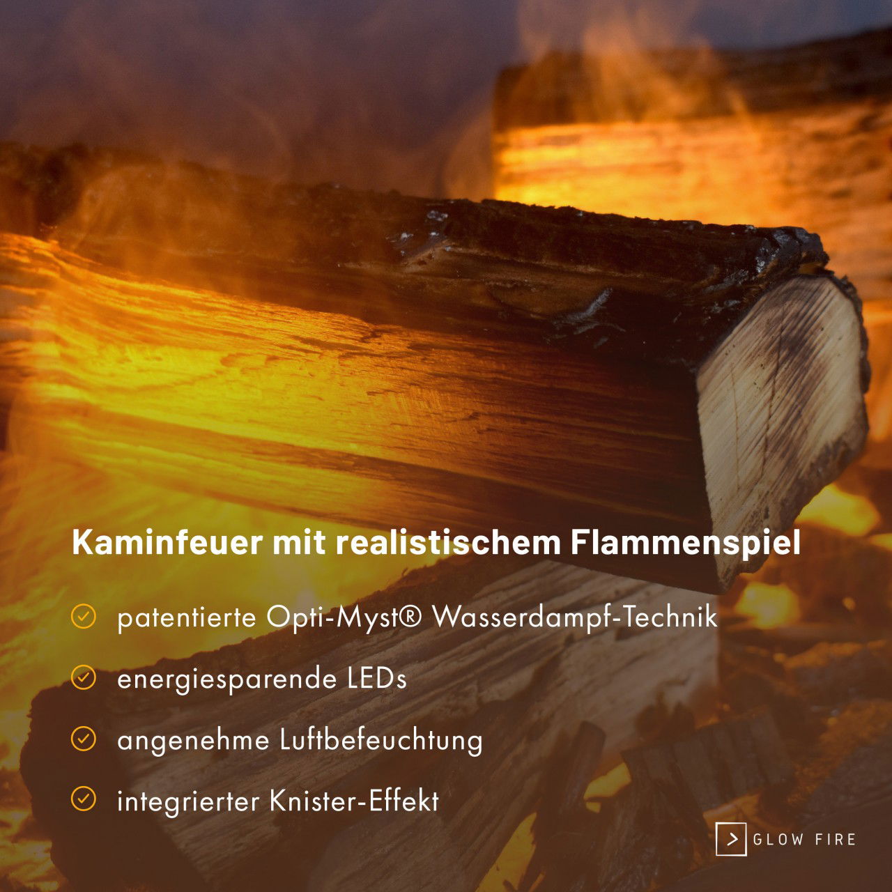 Glow Fire Tucholsky 3-sided Beton Elektrokamin mit Wasserdampf