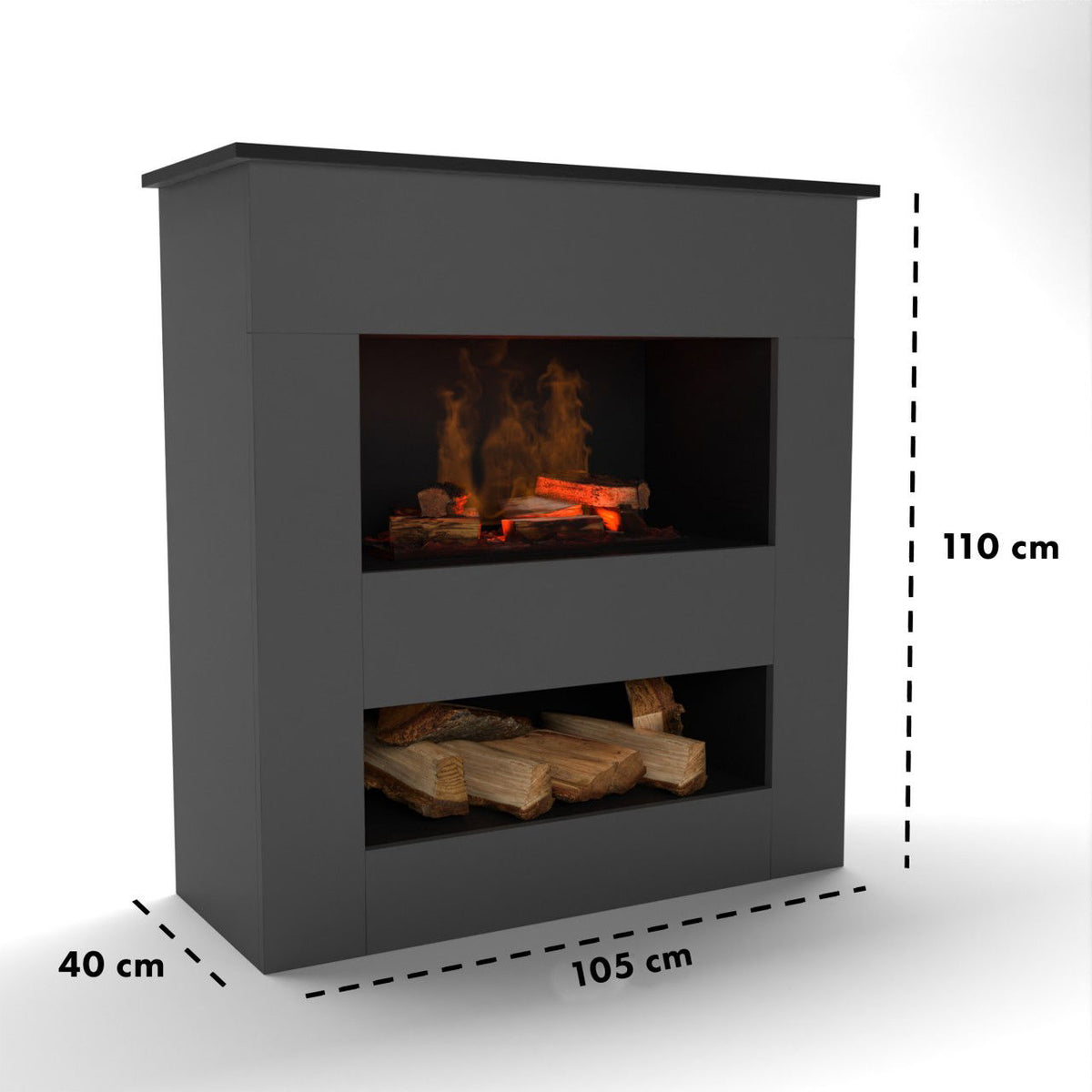 Glow Fire Brecht Elektrokamin Opti-Myst Cassette 600 mit Holzdekoration