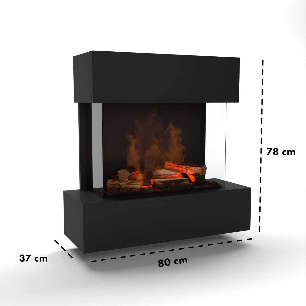 Glow Fire Hölderlin Schwarz Elektrokamin mit Wasserdampf