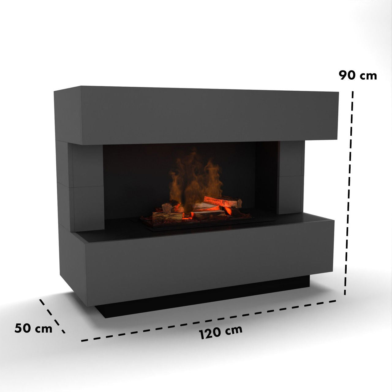 Glow Fire Kant Grau Elektrokamin mit Wasserdampf