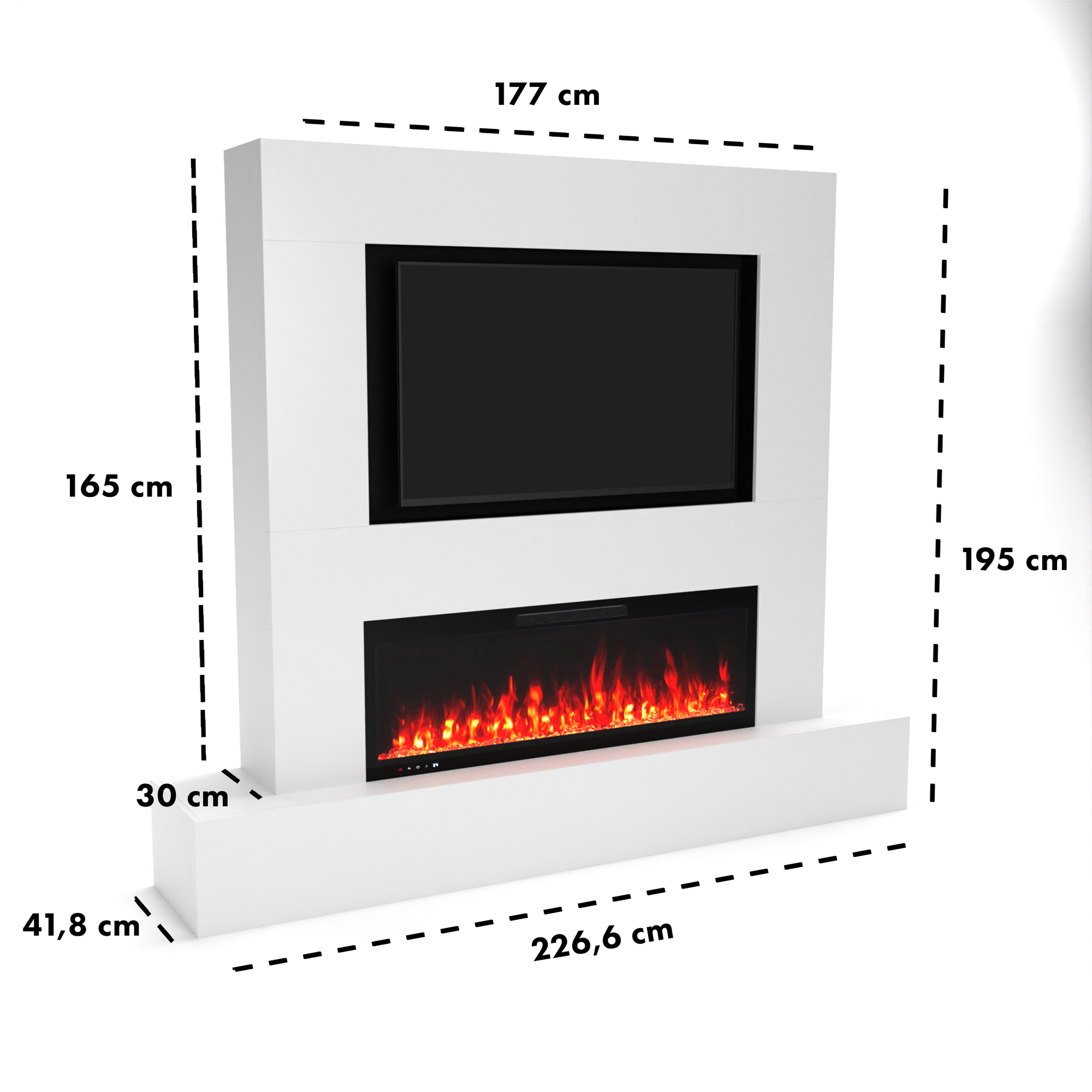 Glow Fire parete TV Inside 127 camino elettrico