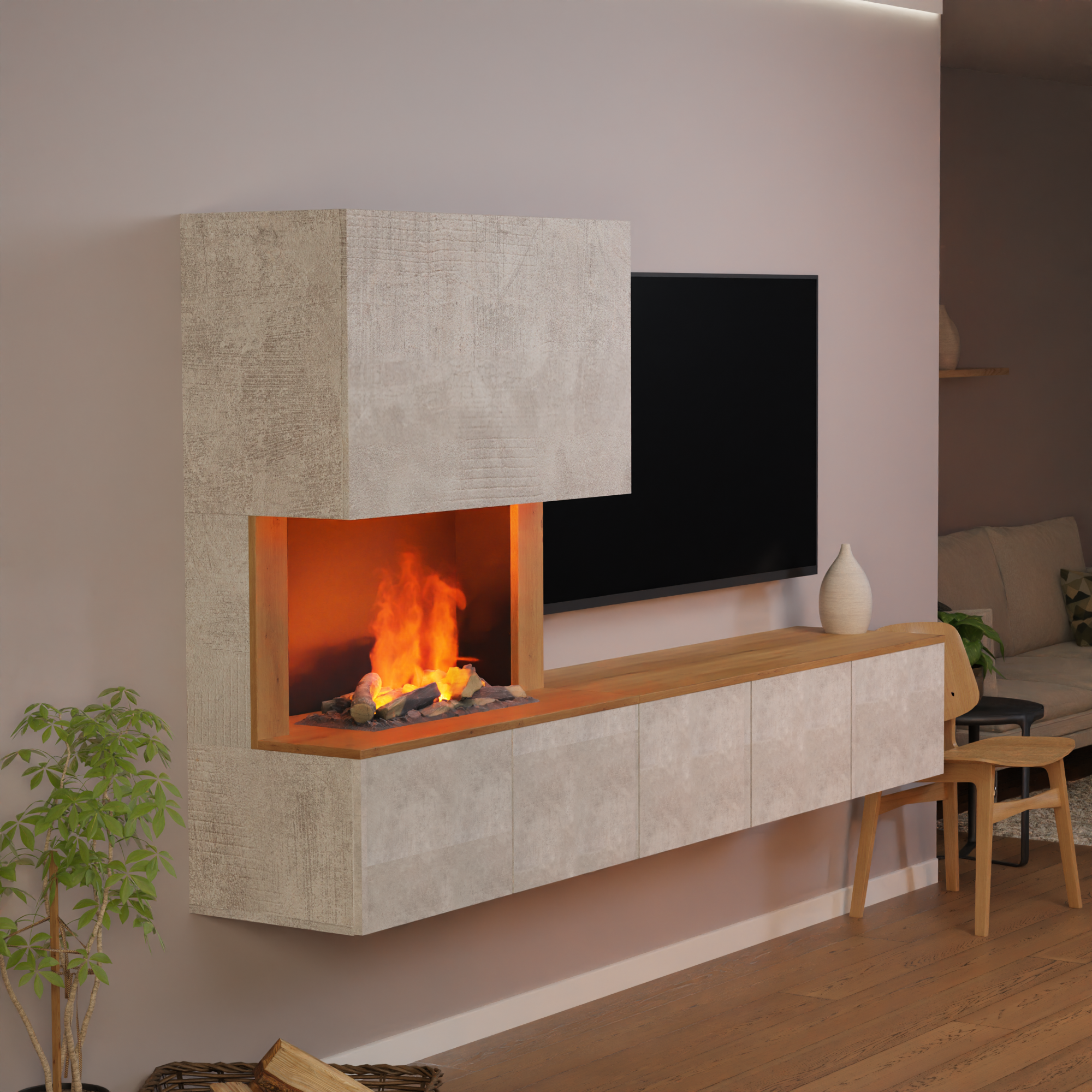 Glow Fire CW5 Links Wasserdampf Sideboard