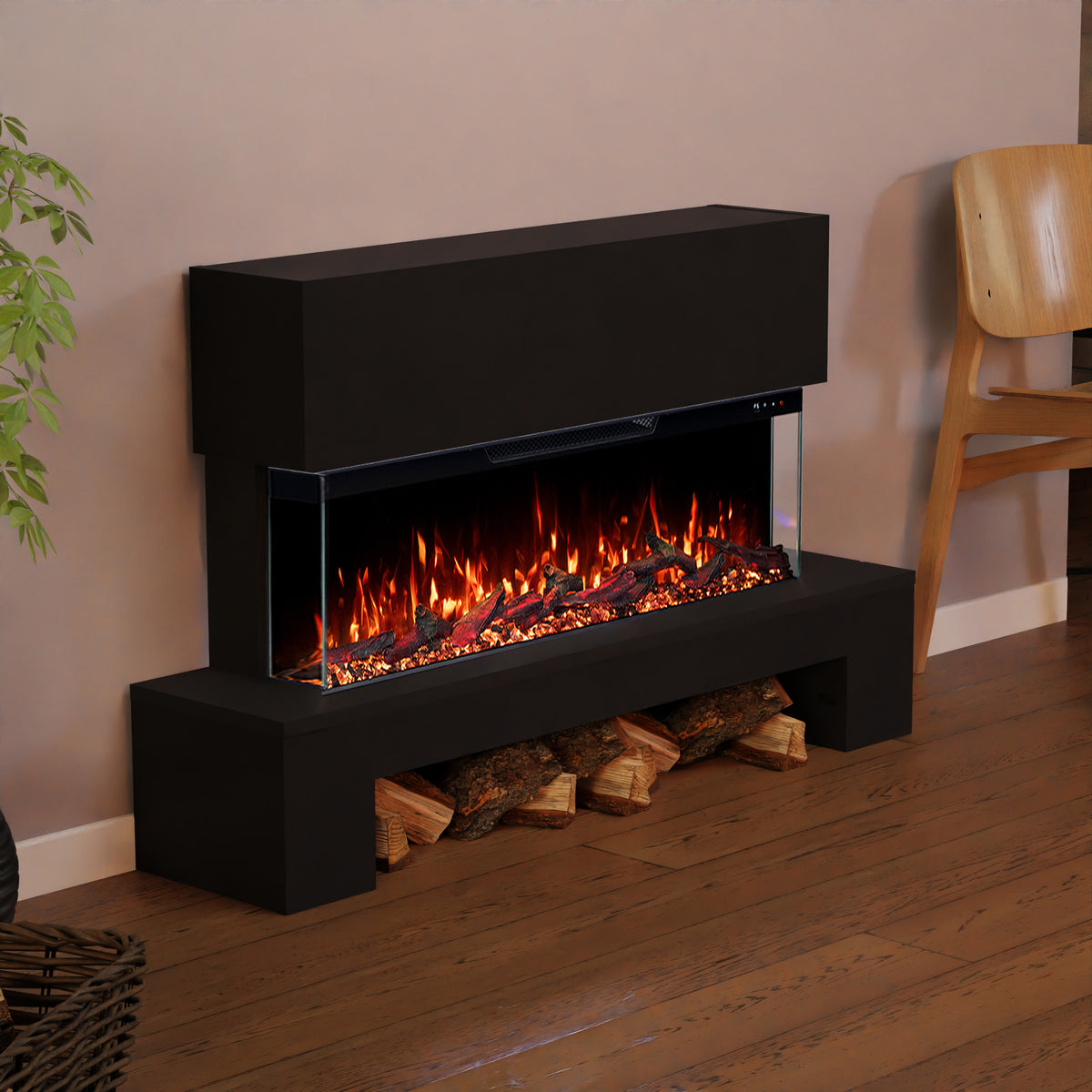 GF Core Cobalt mit Holzfach Standkamin Elektrokamin