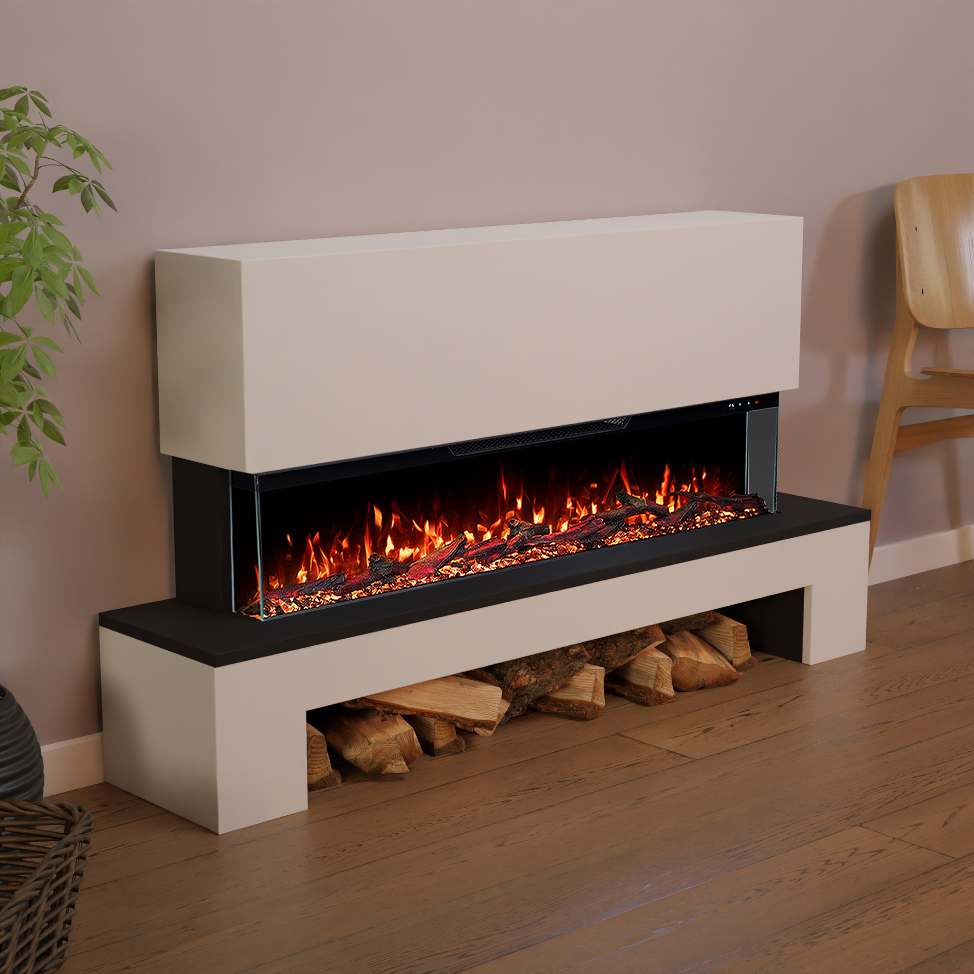 Glow Fire Cobalt mit Holzfach Standkamin Elektrokamin - Weiß