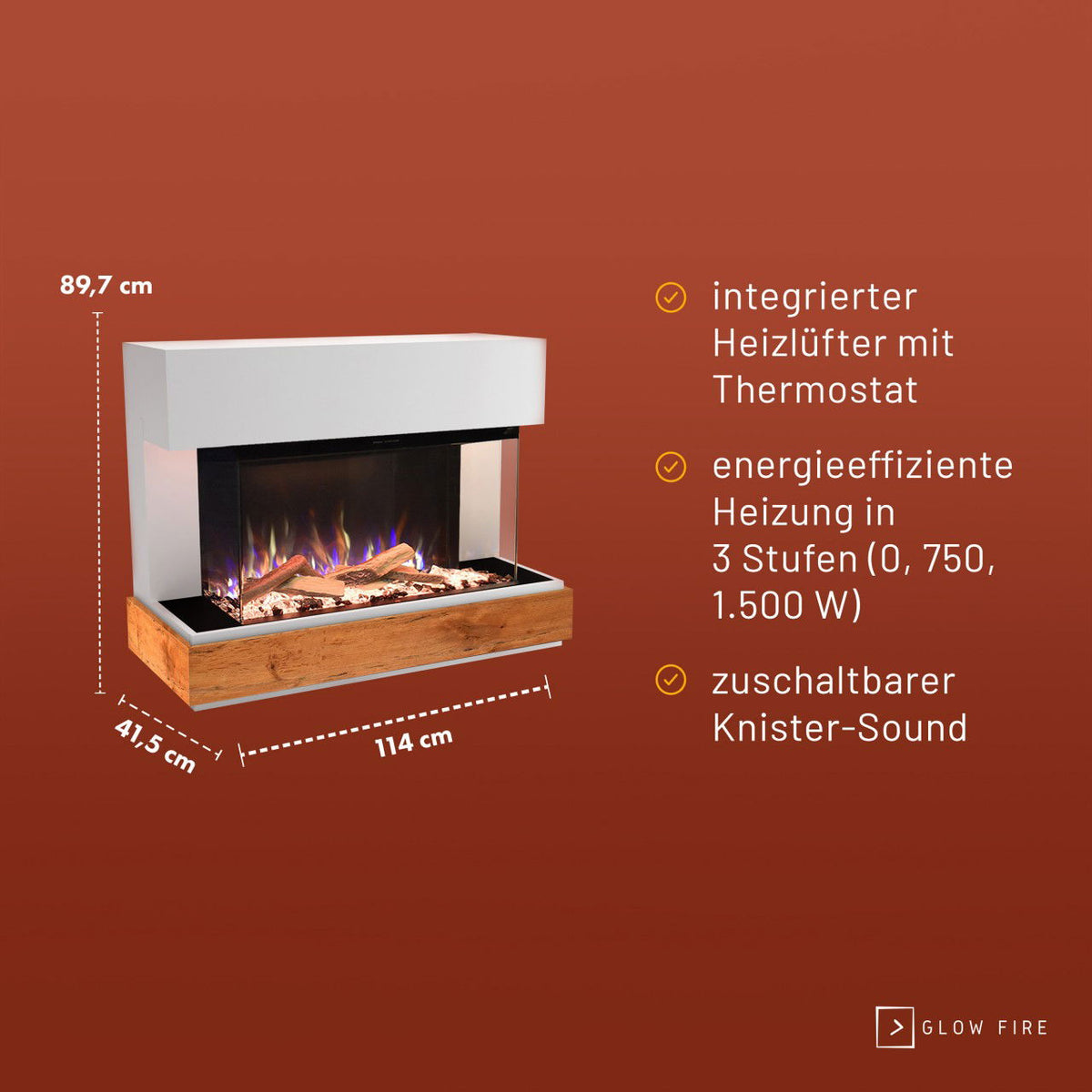 Glow Fire Curie Weiss Elektrokamin