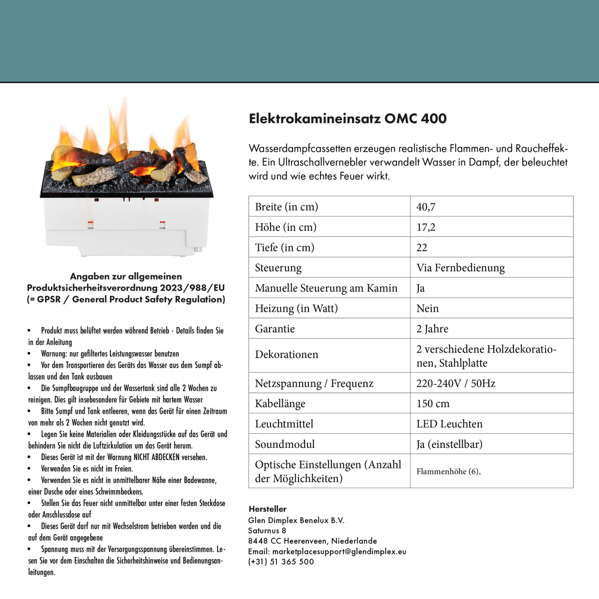 Glow Fire Böll Weiß Elektrokamin mit Wasserdampf
