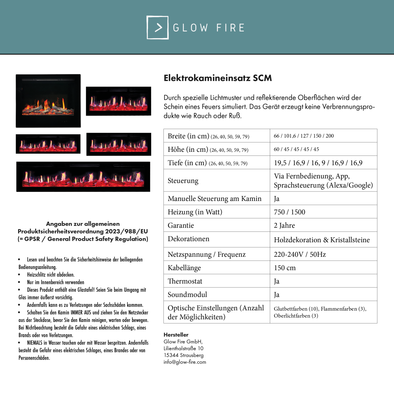 Glow Fire SCM-4 Schwarz Elektrokamin 