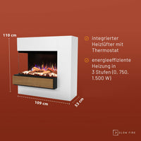 Glow Fire Einstein Hoch Linksoffen Weiß Elektrokamin