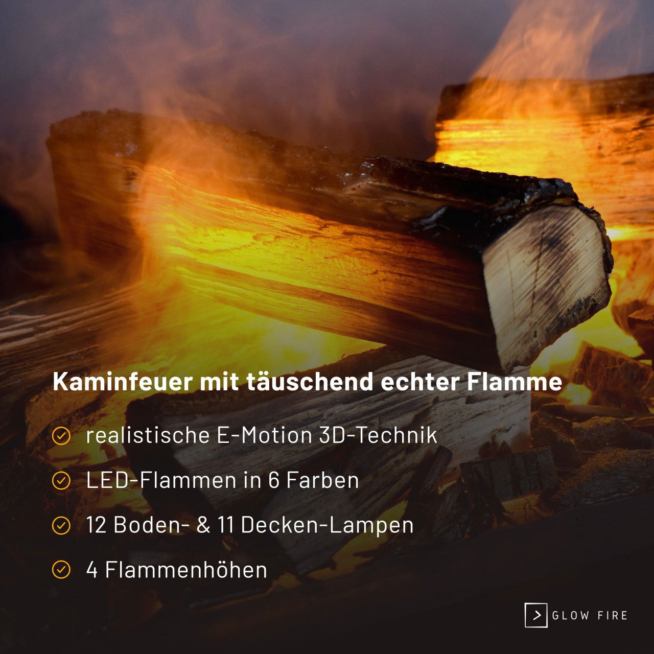 Glow Fire Einstein Hoch Weiß Elektrokamin