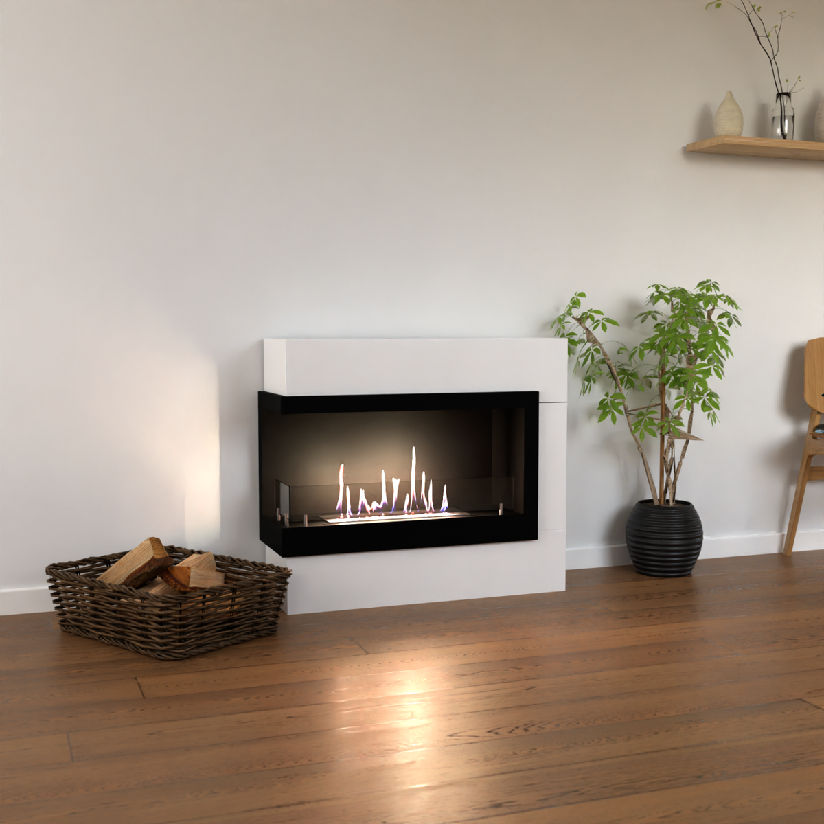 Glow Fire Halden Mini Links Ethanol Kamin Weiß