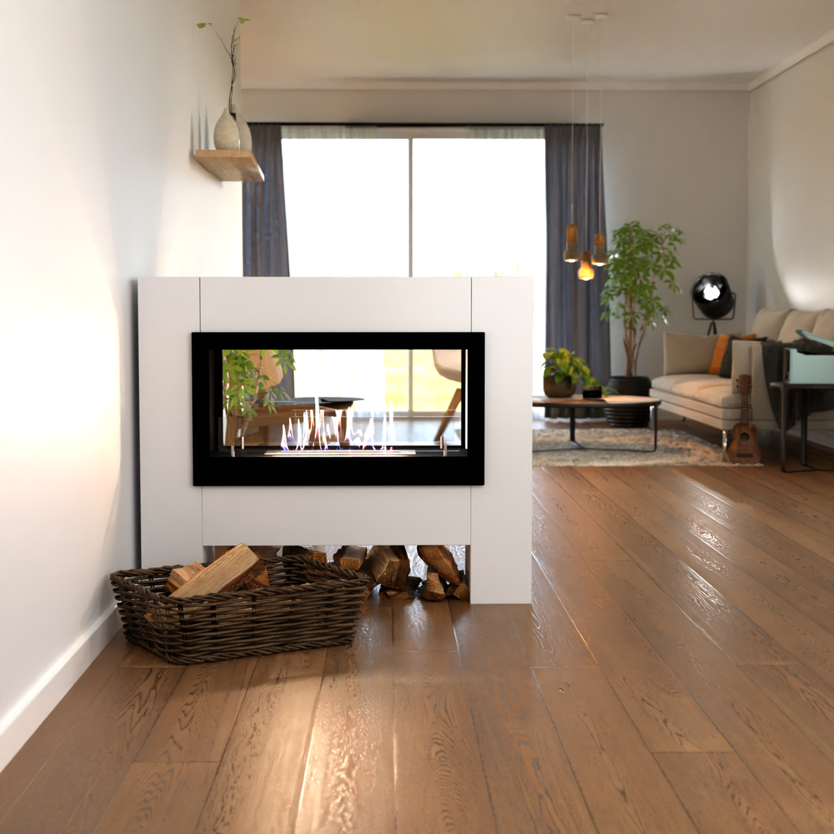 Glow Fire Harstad Ethanol Kamin Weiß