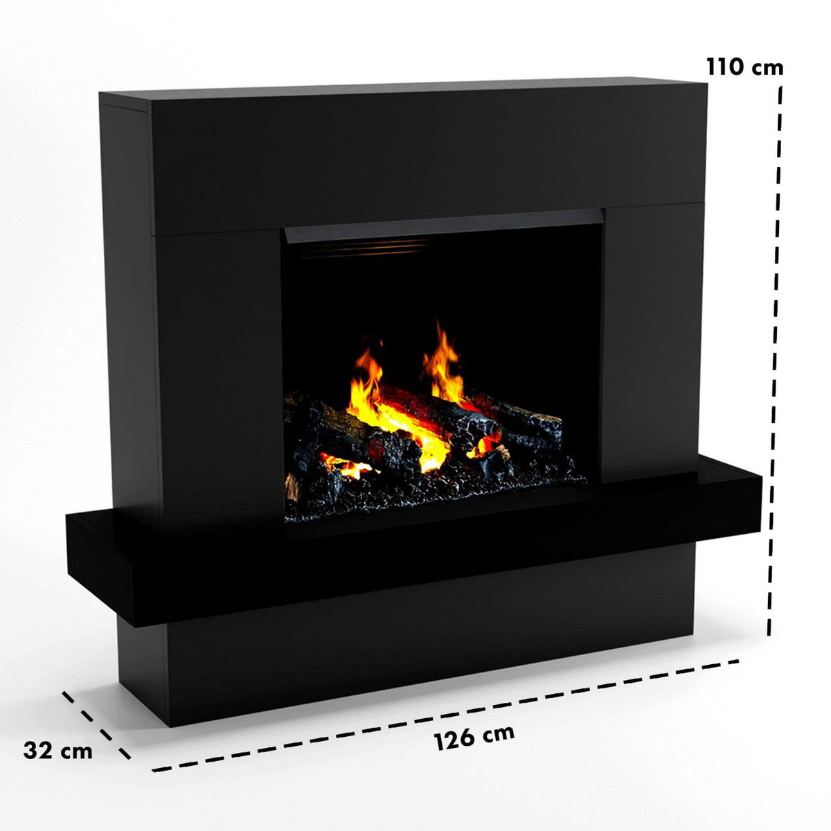Glow Fire Hera Opti Myst Schwarz Elektrokamin mit Wasserdampf