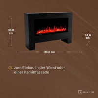 Glow Fire Inside Hermes Schwarz Elektrokamin
