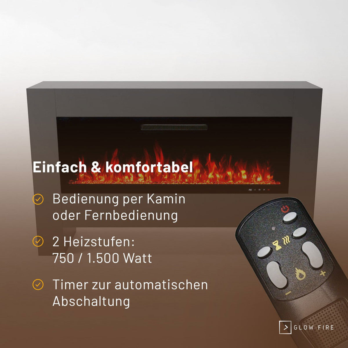Glow Fire Inside Hermes Grau Elektrokamin
