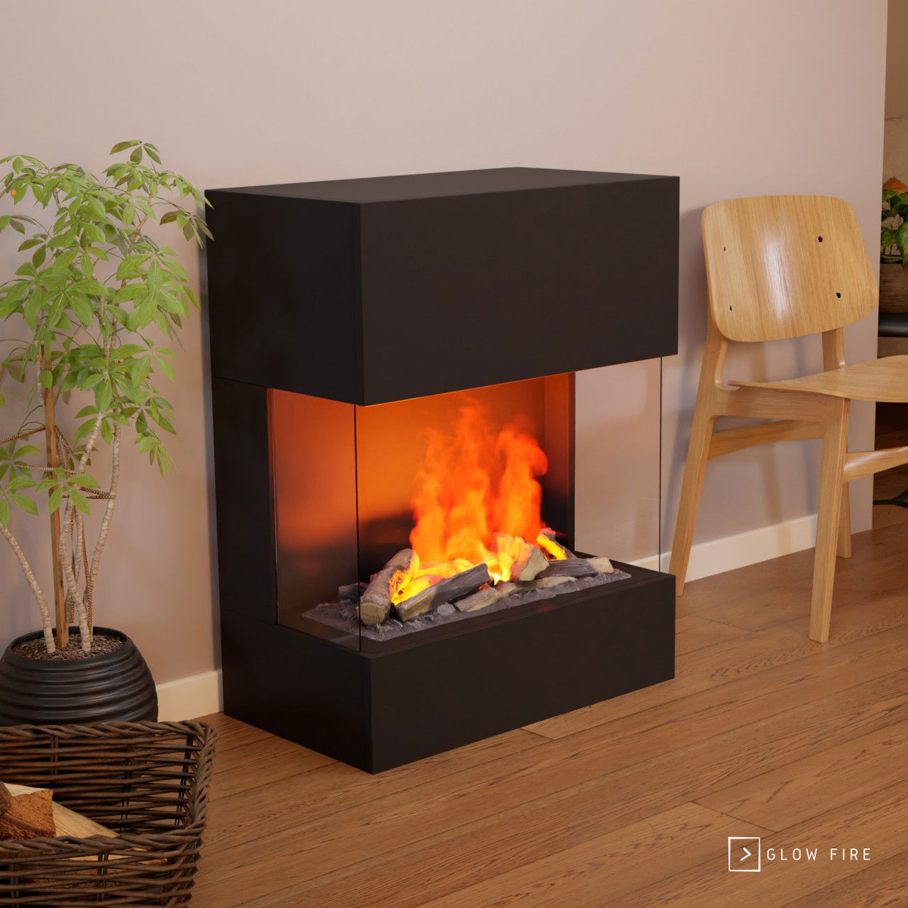 Glow Fire Kästner Schwarz Elektrokamin mit Wasserdampf