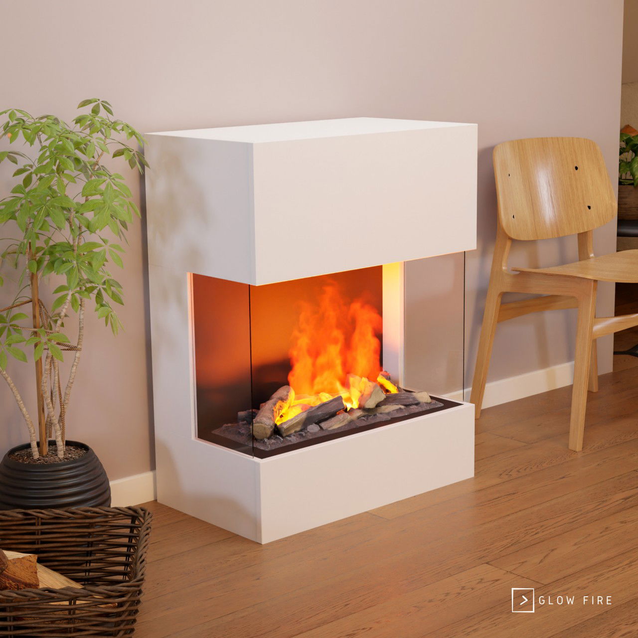 Glow Fire Kästner Weiß Elektrokamin mit Wasserdampf