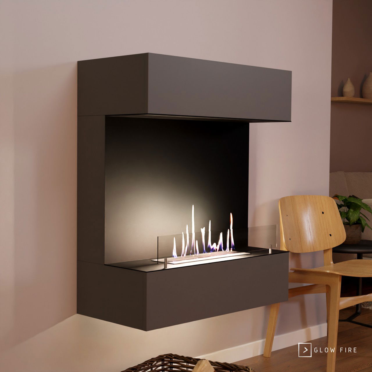 Glow Fire Kongsberg Wall Ethanol Kamin Weiß