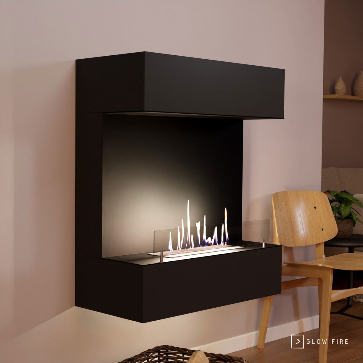 Glow Fire Kongsberg Wall Ethanol Kamin Weiß
