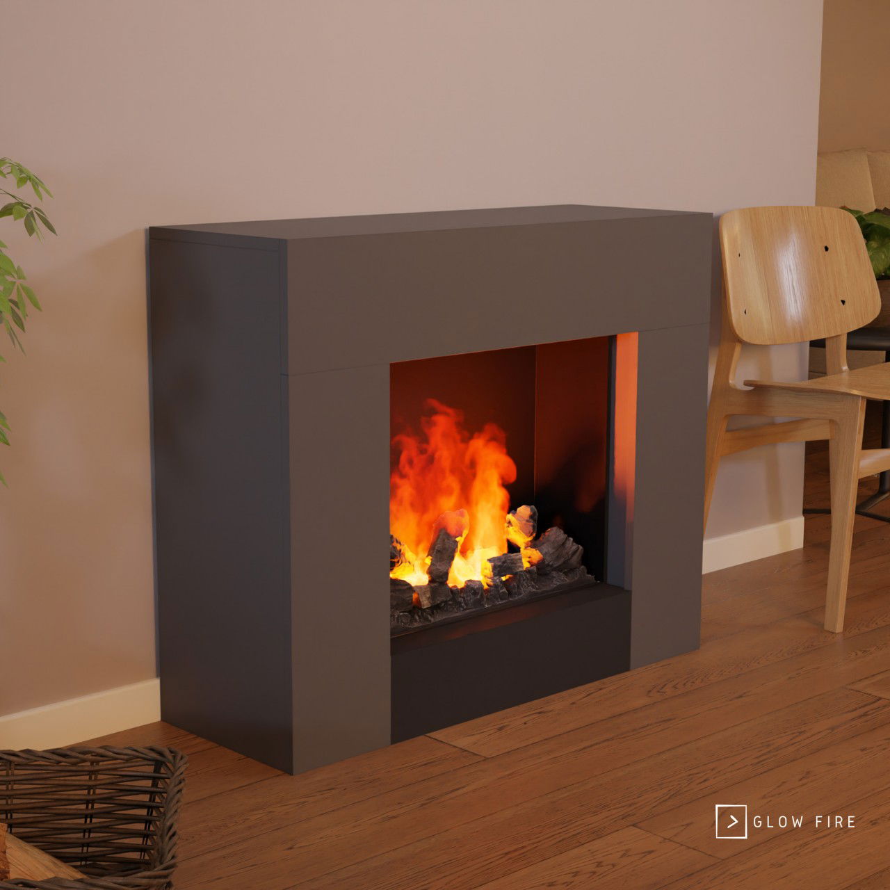 Glow Fire Kronos Caminetto elettrico Opti-Myst - Grigio