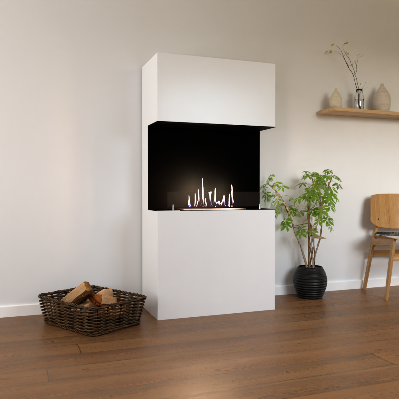 Glow Fire Nordlandi Ethanol Kamin Weiß