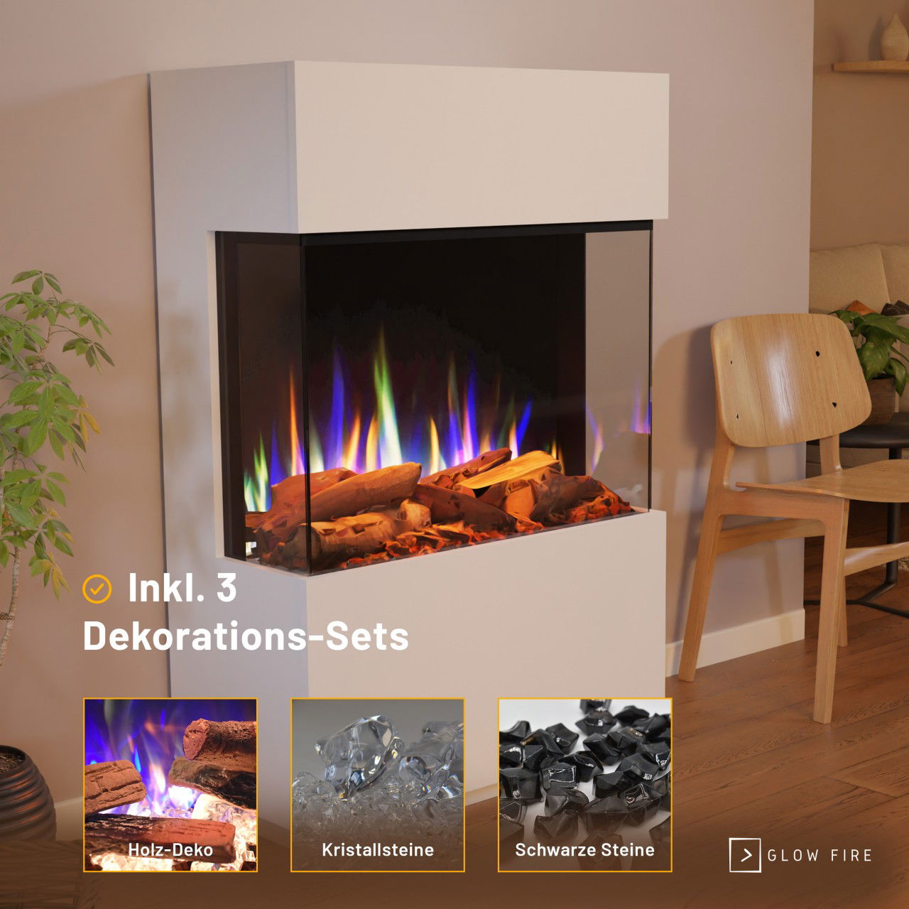 Glow Fire PR15 Weiss Elektrokamin