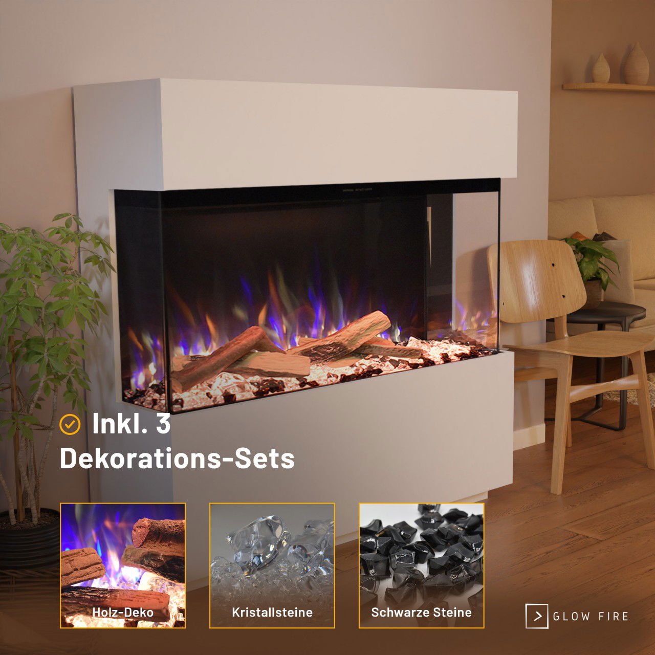 Glow Fire PR16 Weiss Elektrokamin
