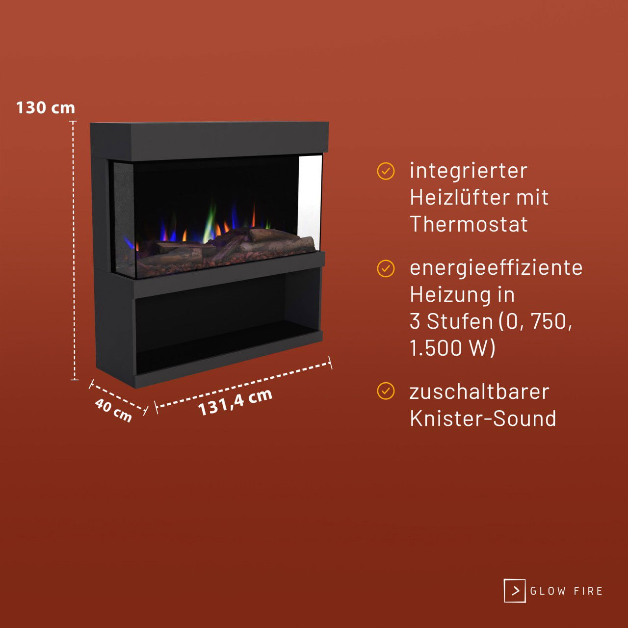 Glow Fire PR17 Grau Elektrokamin
