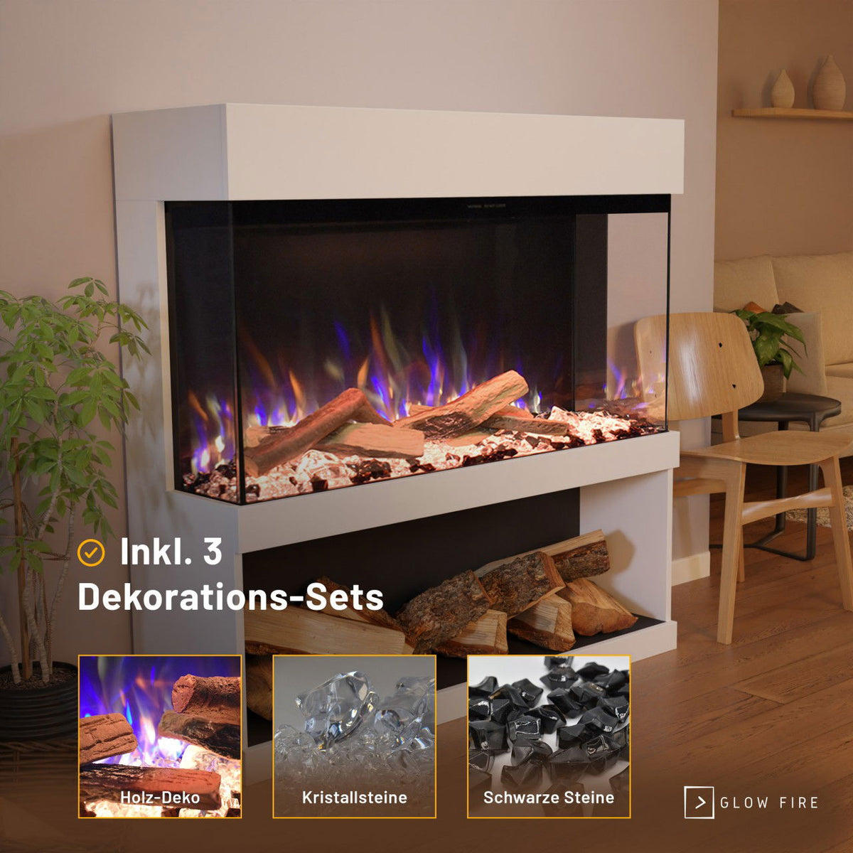 Glow Fire PR17 Weiss Elektrokamin