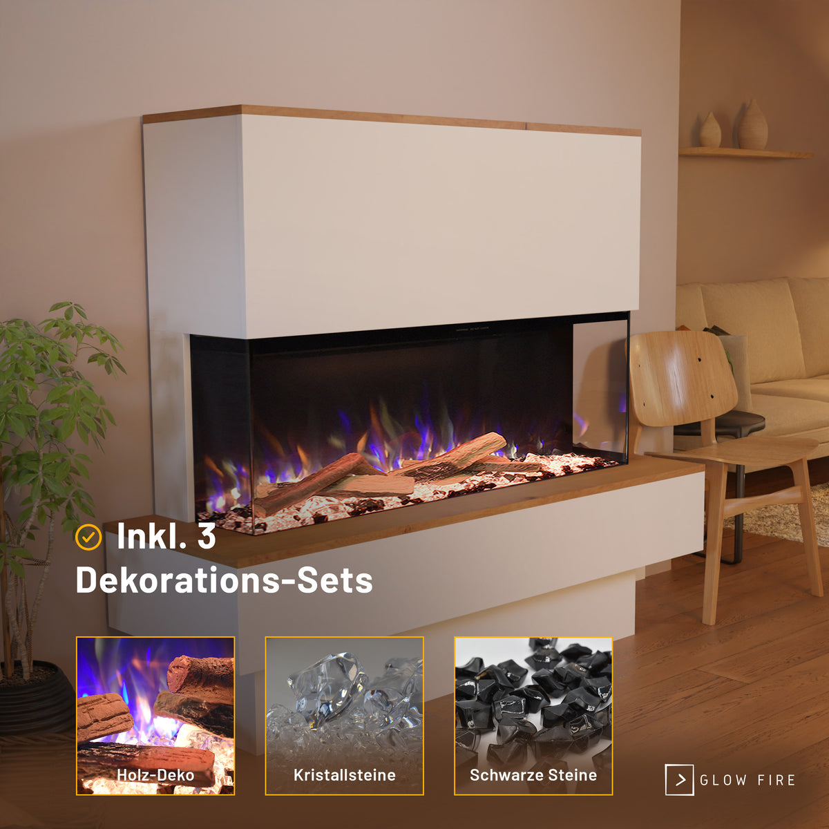 Glow Fire PR19 Camino elettrico E-Motion 3D