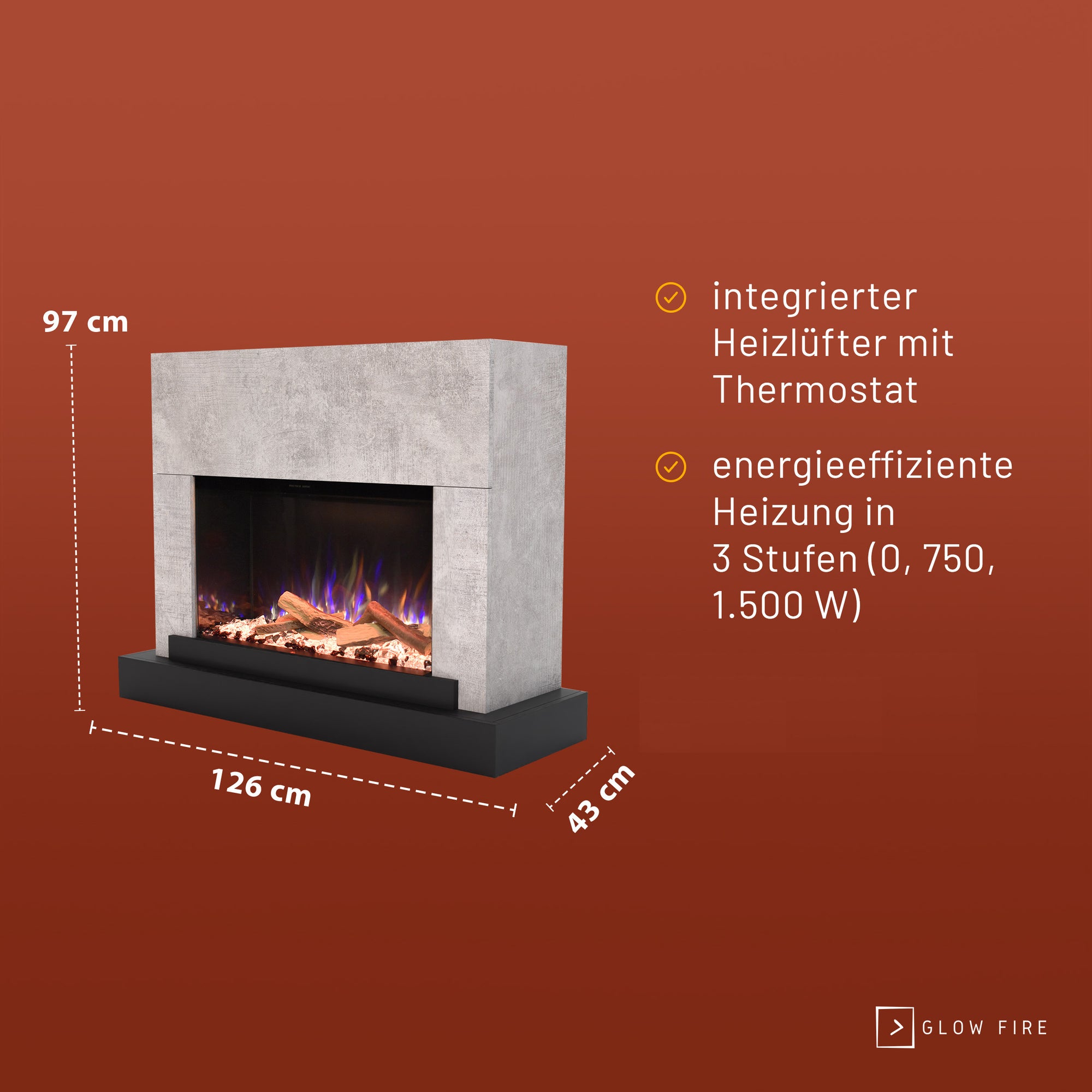 Cheminée électrique Glow Fire PR4 E-Motion 3D