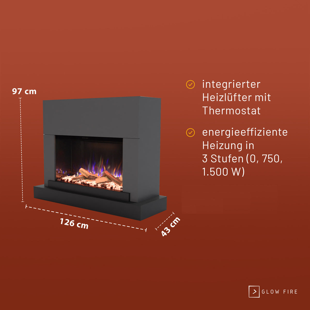 Cheminée électrique Glow Fire PR4 E-Motion 3D