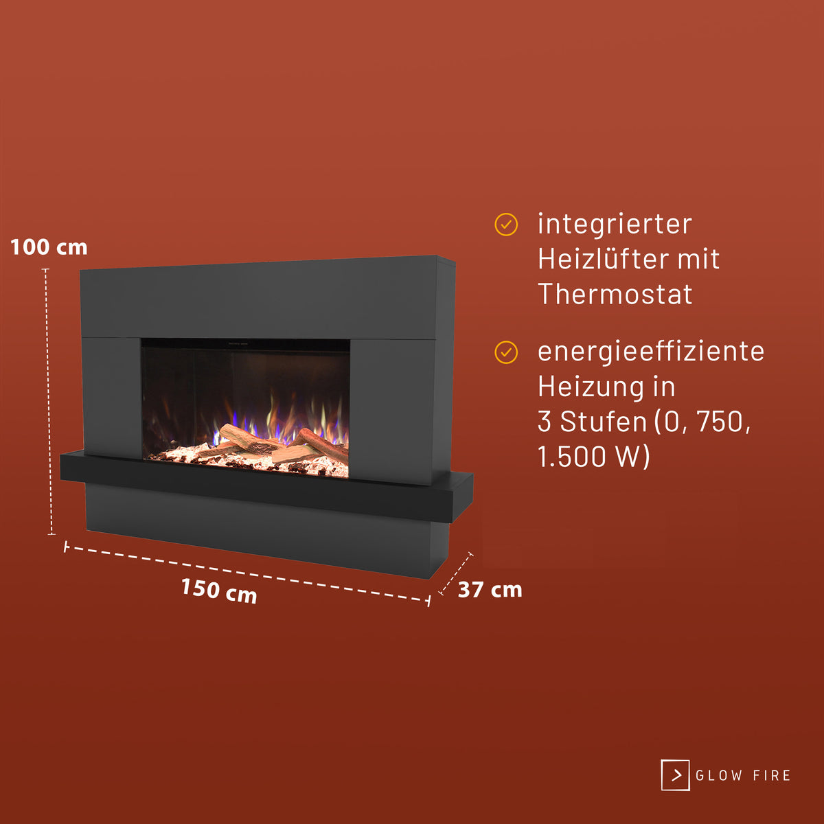 Glow Fire PR9 Elektrokamin E-Motion 3D