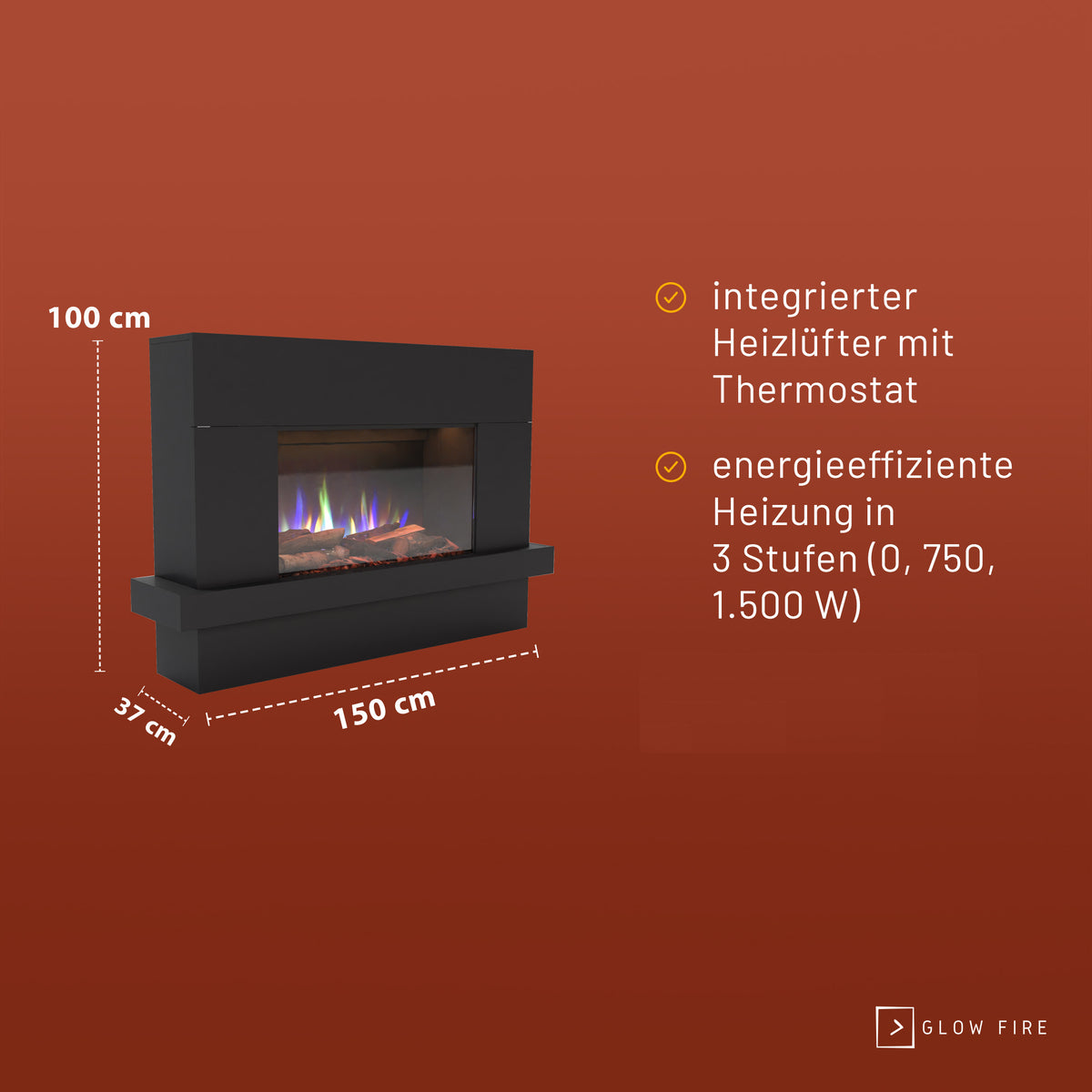 Glow Fire PR9 Elektrokamin E-Motion 3D