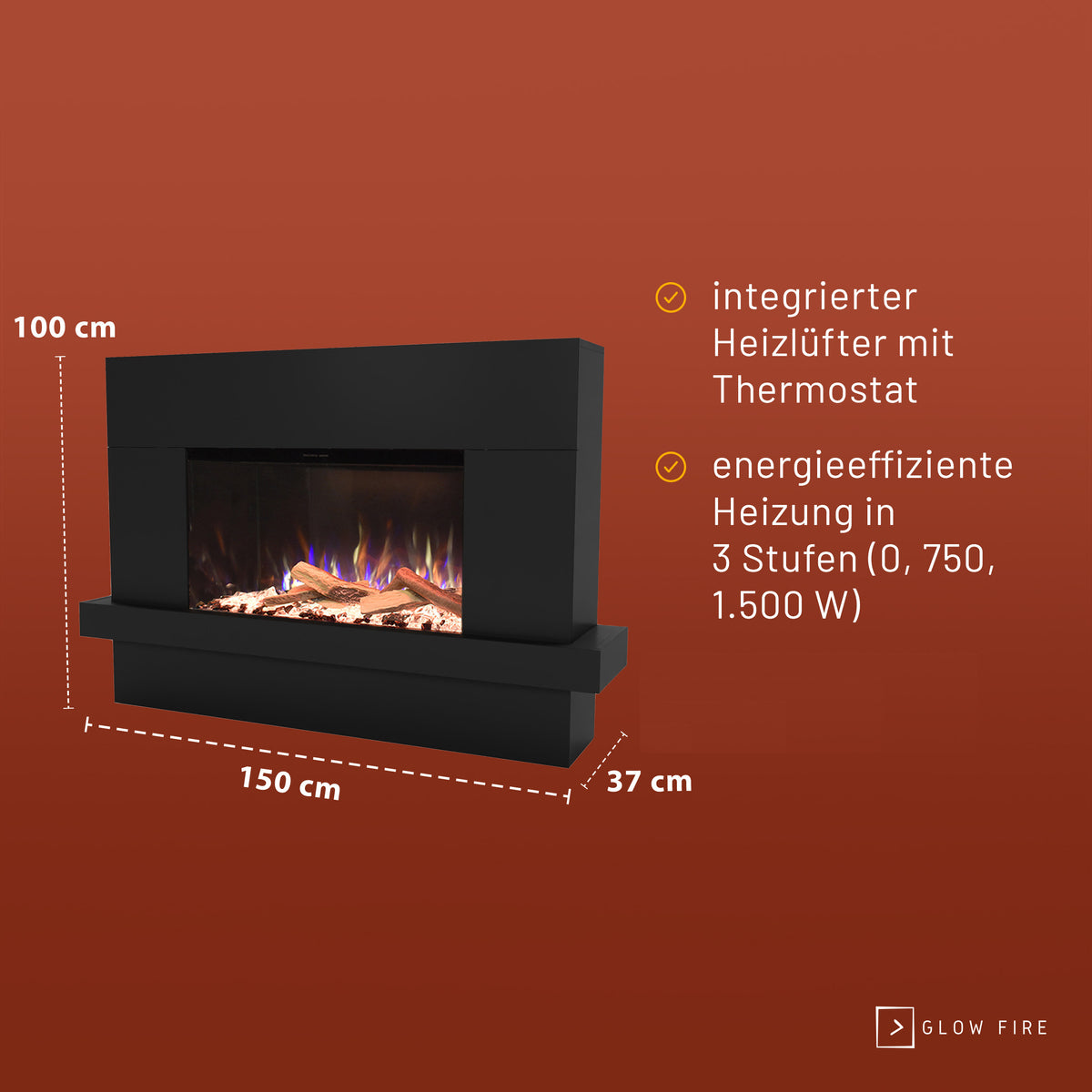 Glow Fire PR9 Elektrokamin E-Motion 3D