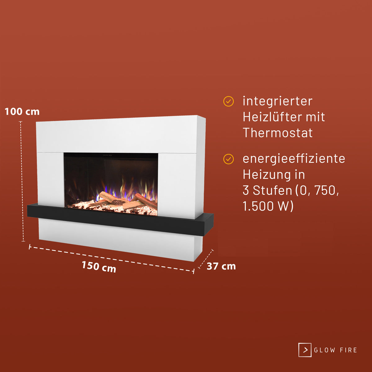 Glow Fire PR9 Elektrokamin E-Motion 3D