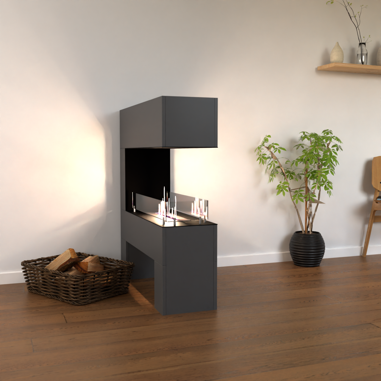Glow Fire Rogaland ethanol fireplace - Gray tone