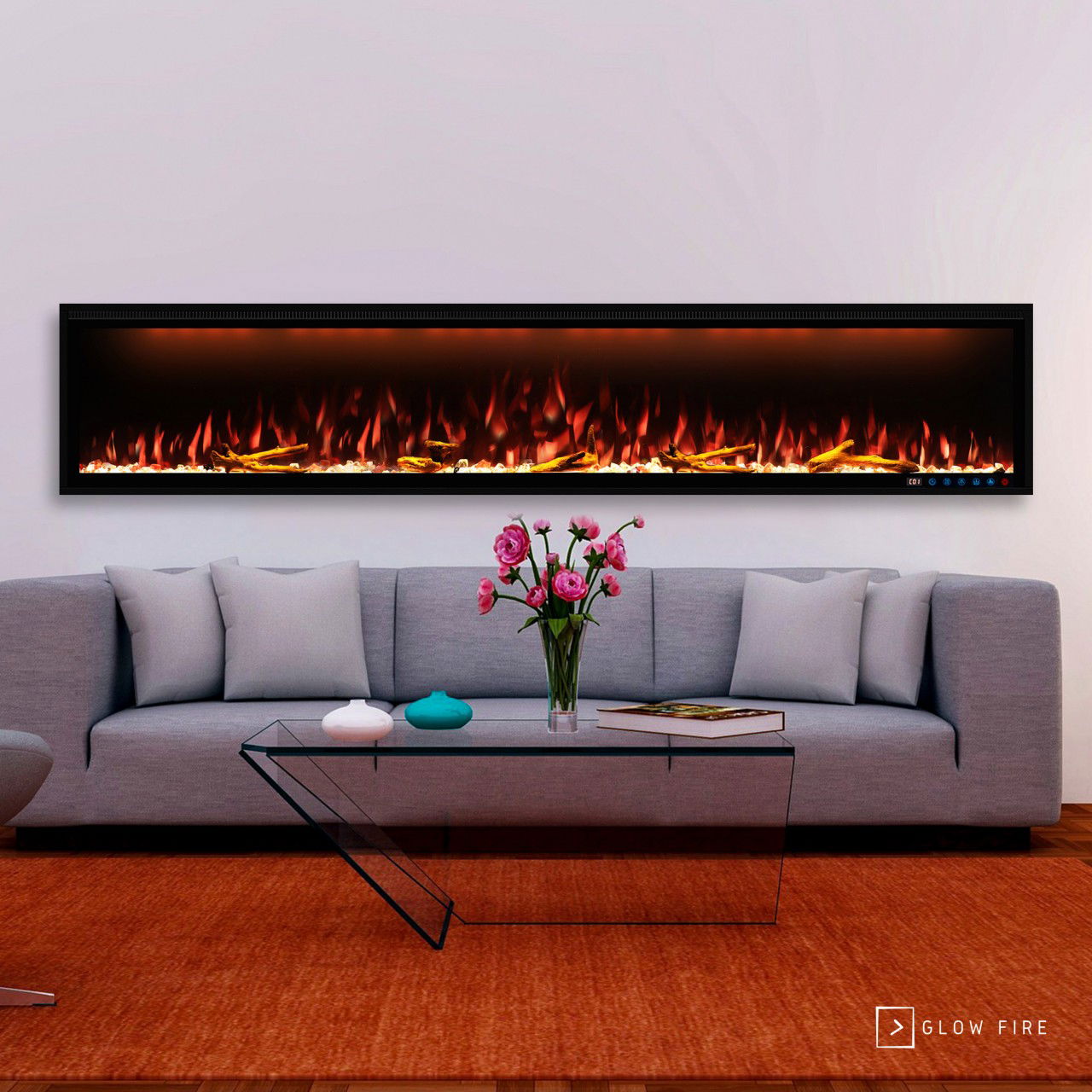Glow Fire Smart Wall 100 Schwarz Elektrokamin 