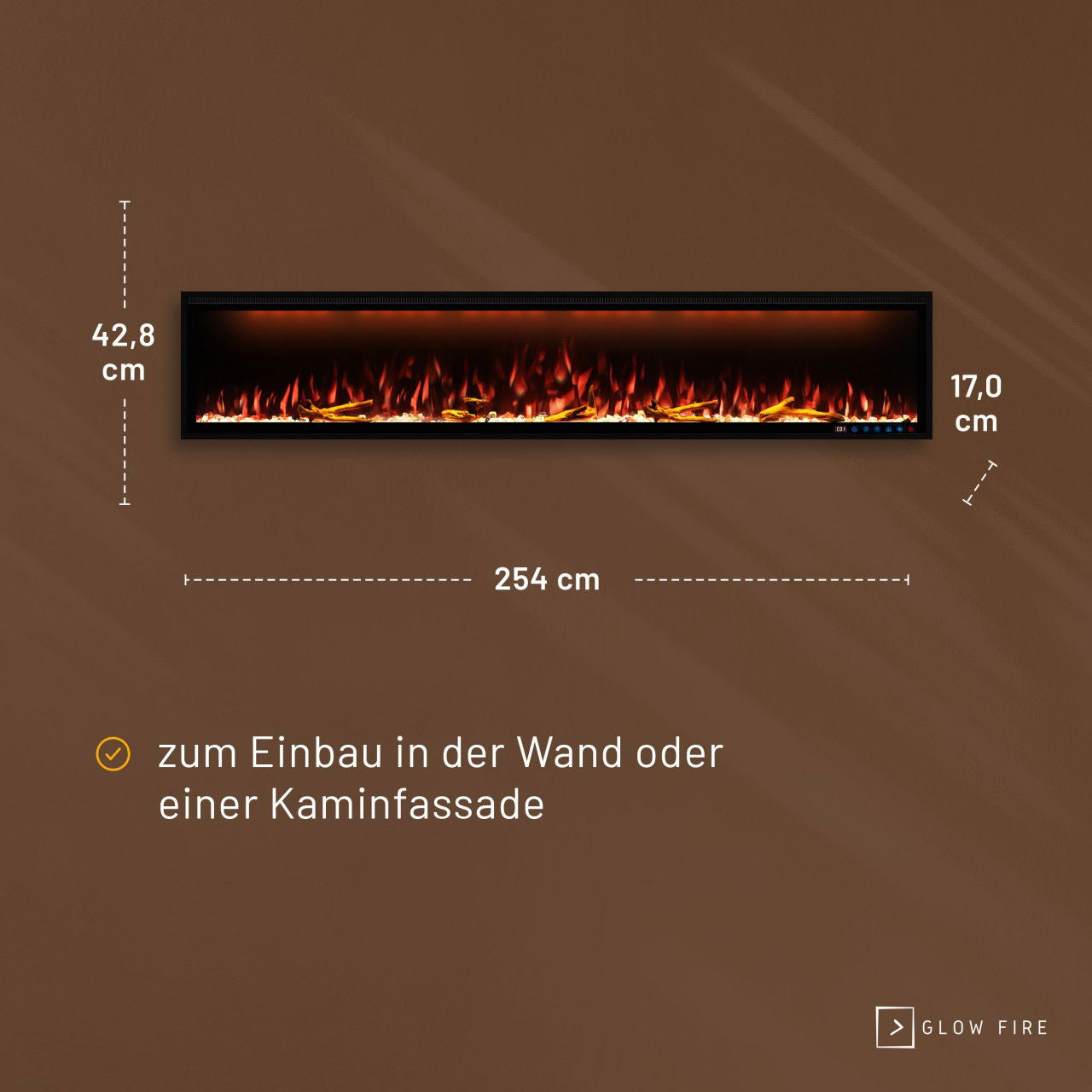 Glow Fire Smart Wall 100 Schwarz Elektrokamin 