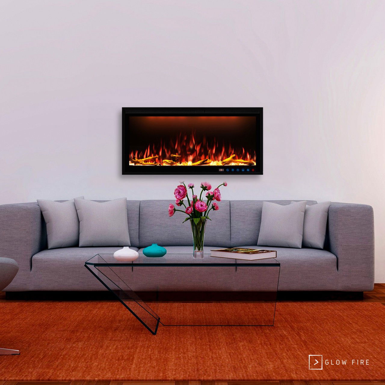 Glow Fire Smart Wall Schwarz Elektrokamin 