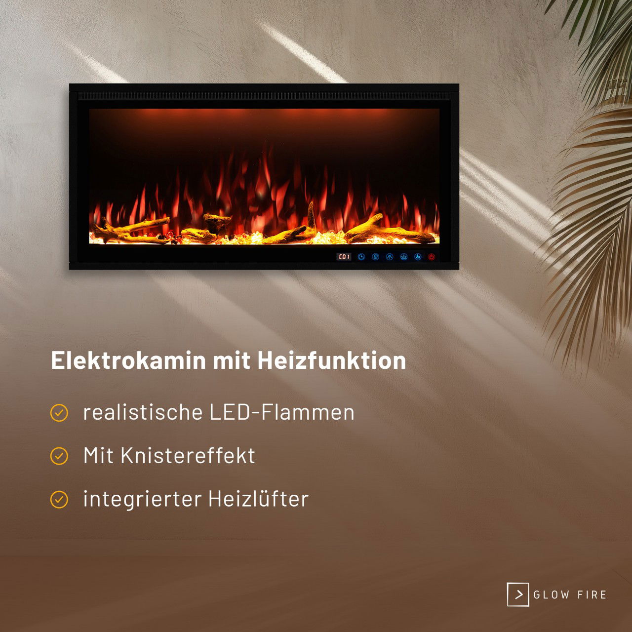 Glow Fire Smart Wall Schwarz Elektrokamin 
